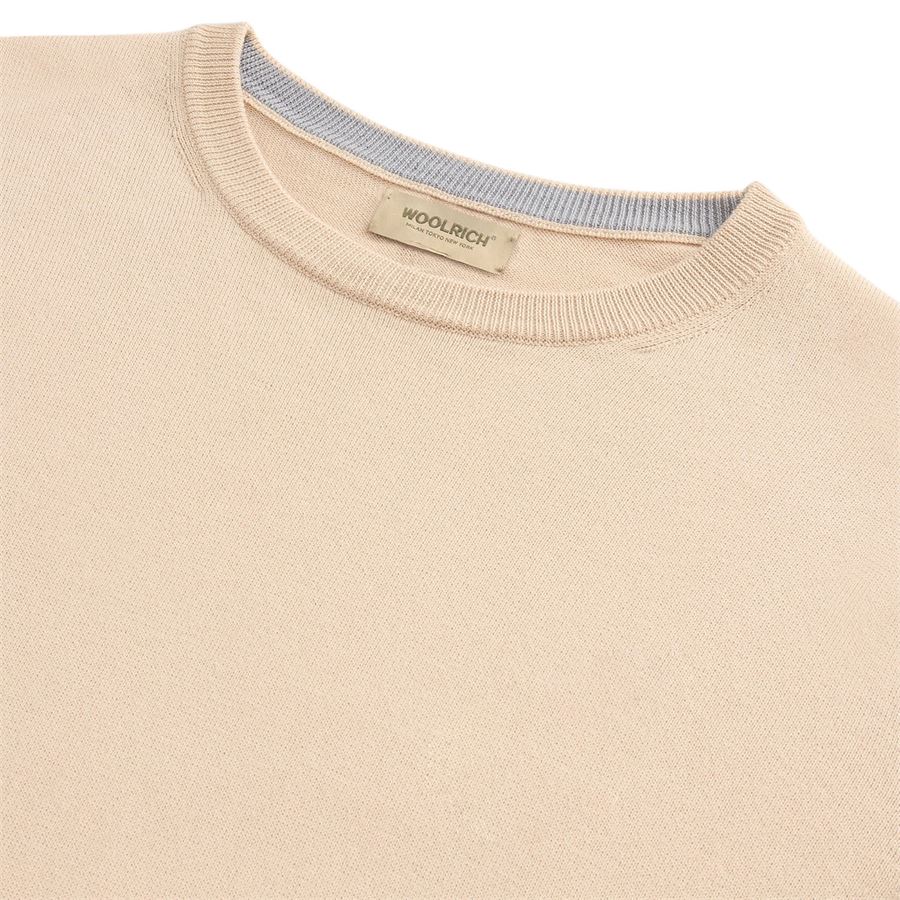 Maglia girocollo in puro cotone con logo ricamato da uomo Woolrich | CFWOKN03318640